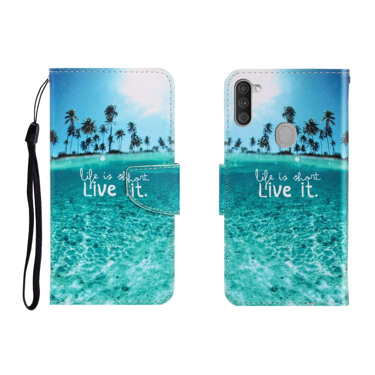 Colored Drawing Horizontal Flip Leather Case with Holder & Card Slot & Wallet, For Galaxy A01, Fo...