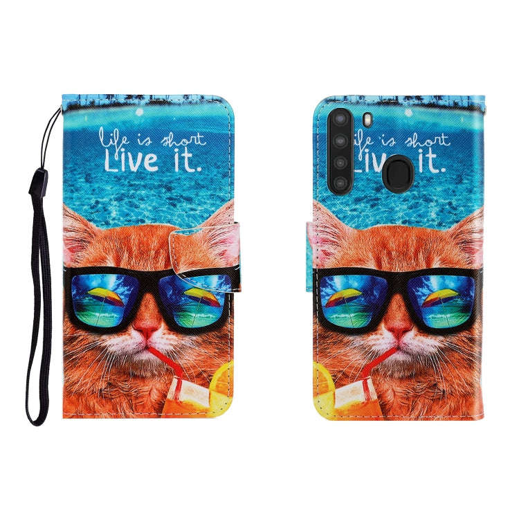 Colored Drawing Horizontal Flip Leather Case with Holder & Card Slot & Wallet, For Galaxy A01, Fo...