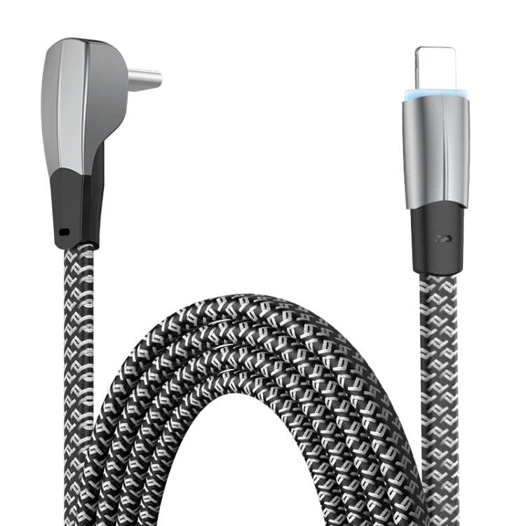 3A USB-C/Type-C to 8 Pin Elbow Fast Charge Data Cable, 3A Type-C to 8 Pin 1.2m, 3A Type-C to 8 Pi...