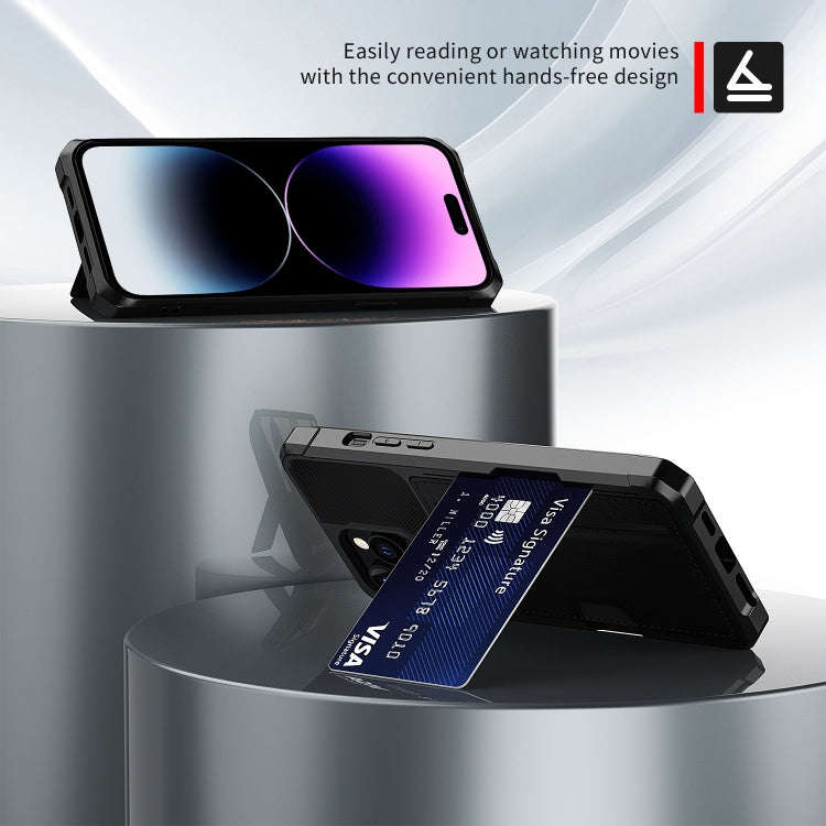 ZM02 Card Slot Holder Phone Case, For iPhone 14 Pro Max, For iPhone 14 Pro, For iPhone 14, For iP...