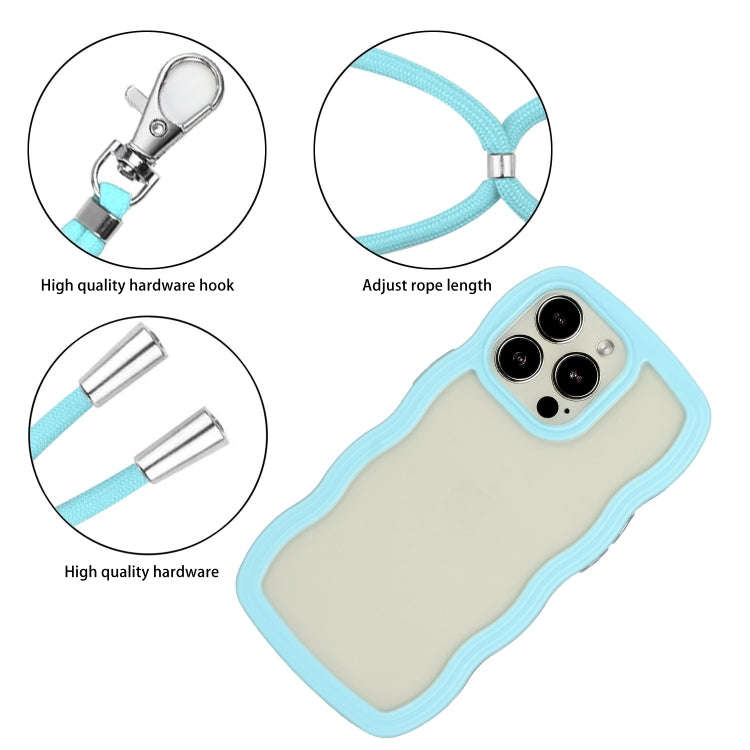 Lanyard Candy Color Wave TPU Clear PC Phone Case, For iPhone 15 Pro Max, For iPhone 15 Pro, For i...