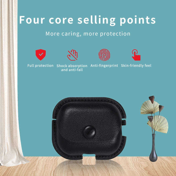 Litchi Texture PU Leather Earphone Protective Case with Hook, For AirPods Pro 2 with Hook