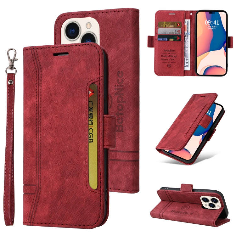 BETOPNICE Dual-side Buckle Leather Phone Case, For iPhone 14, For iPhone 14 Plus, For iPhone 14 P...