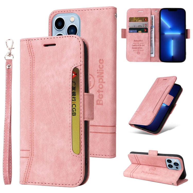 BETOPNICE Dual-side Buckle Leather Phone Case, For iPhone 14, For iPhone 14 Plus, For iPhone 14 P...