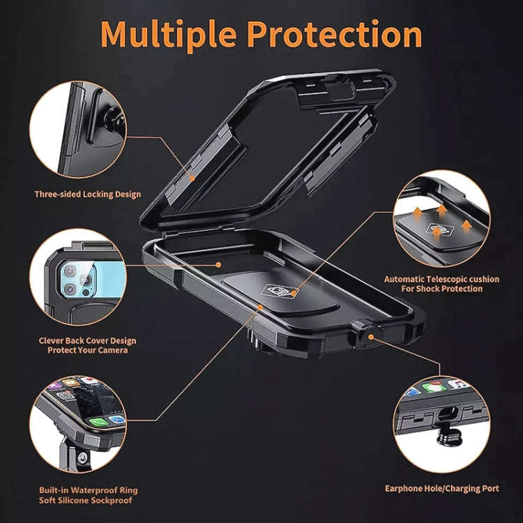 Motorcycle / Bicycle Rearview Mirror Wireless Charging Waterproof Box Mobile Phone Holder, M18S-A...