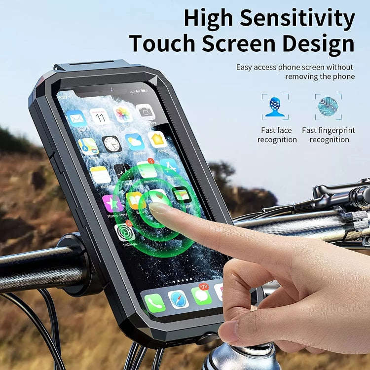 Motorcycle / Bicycle Rearview Mirror Wireless Charging Waterproof Box Mobile Phone Holder, M18S-A...