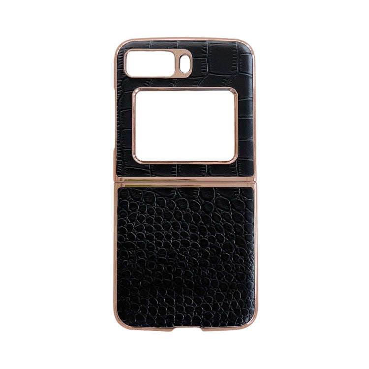 Crocodile Texture Genuine Leather Nano Electroplating Phone Case, For iPhone 14 Pro, For iPhone 1...