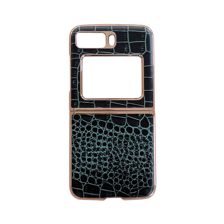 Crocodile Texture Genuine Leather Nano Electroplating Phone Case, For iPhone 14 Pro, For iPhone 1...