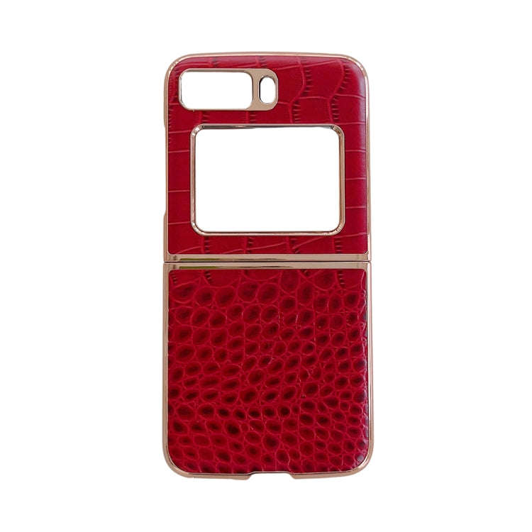 Crocodile Texture Genuine Leather Nano Electroplating Phone Case, For iPhone 14 Pro, For iPhone 1...