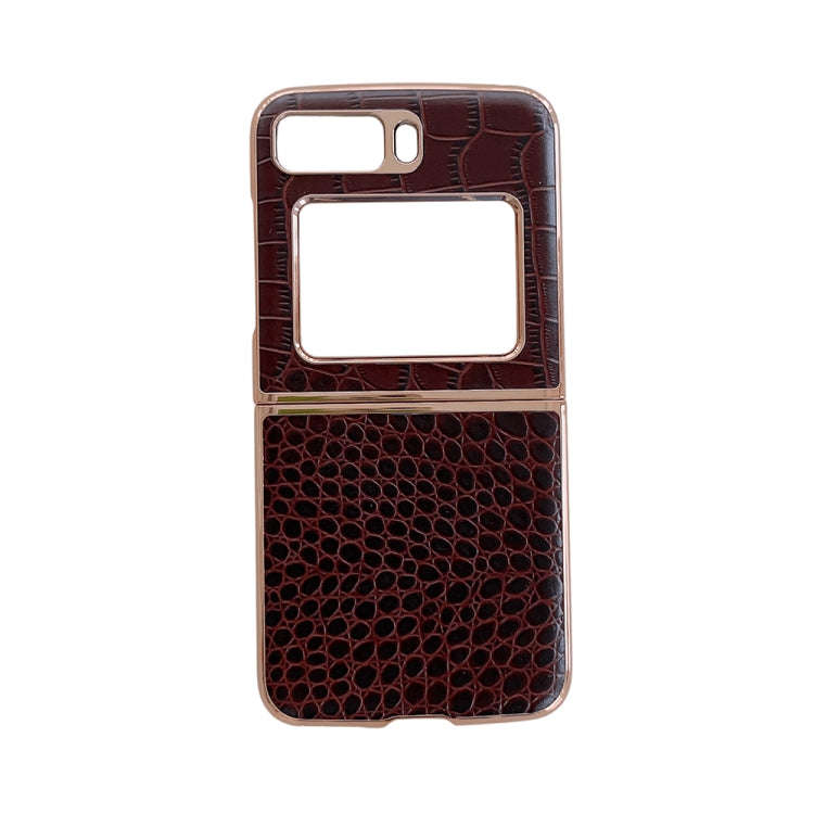 Crocodile Texture Genuine Leather Nano Electroplating Phone Case, For iPhone 14 Pro, For iPhone 1...