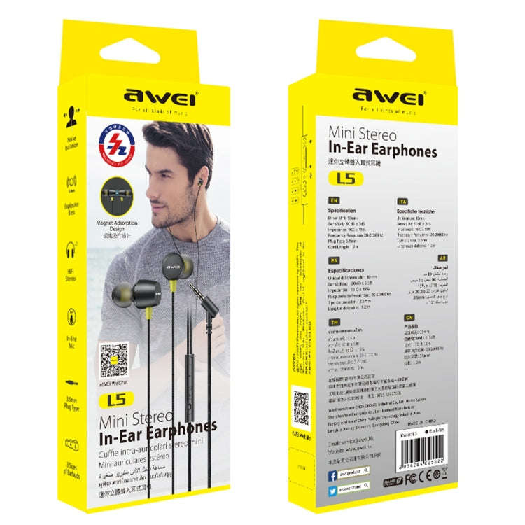awei L5 1.2m Mini Stereo In-ear Earphones, L5