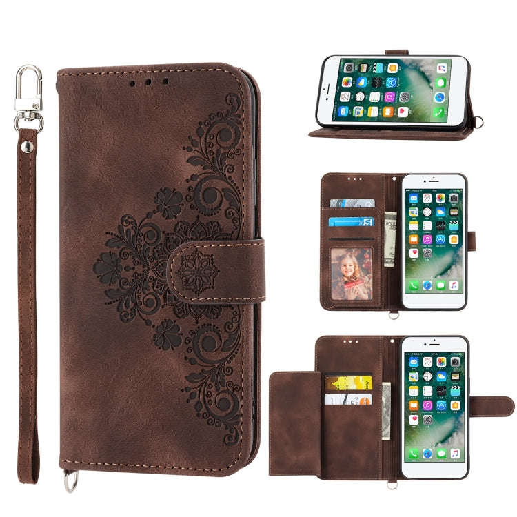 Skin-feel Flowers Embossed Wallet Leather Phone Case, For iPhone 11, For iPhone XS Max, For iPhon...
