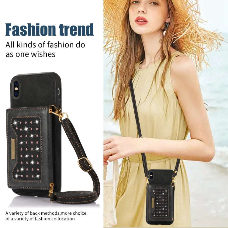 Three-fold RFID Leather Phone Case with Lanyard, For iPhone XS, For iPhone XS Max, For Samsung Ga...