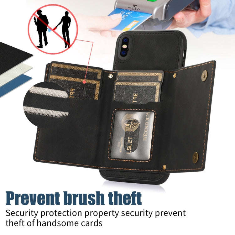 Three-fold RFID Leather Phone Case with Lanyard, For iPhone XS, For iPhone XS Max, For Samsung Ga...
