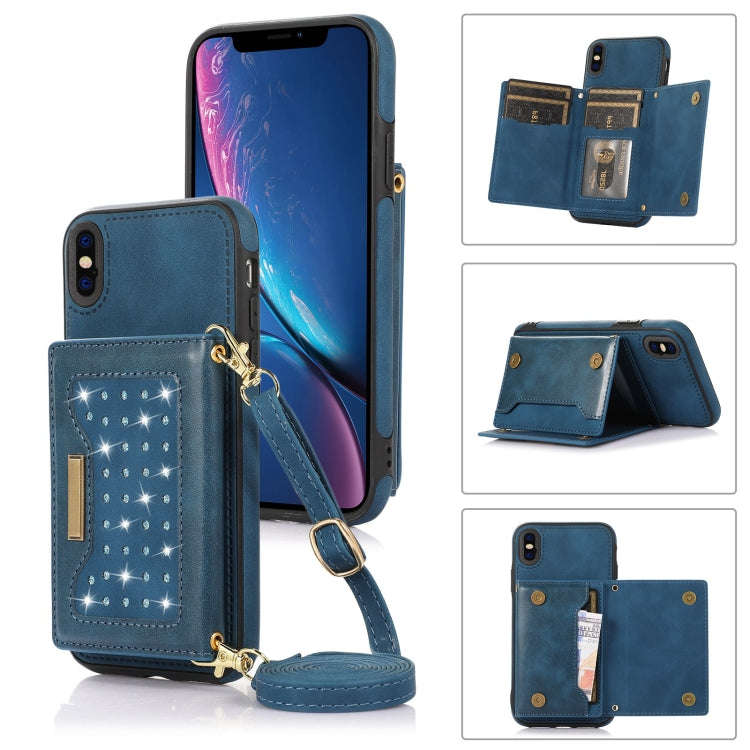 Three-fold RFID Leather Phone Case with Lanyard, For iPhone XS, For iPhone XS Max, For Samsung Ga...