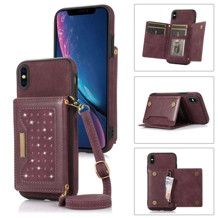 Three-fold RFID Leather Phone Case with Lanyard, For iPhone XS, For iPhone XS Max, For Samsung Ga...