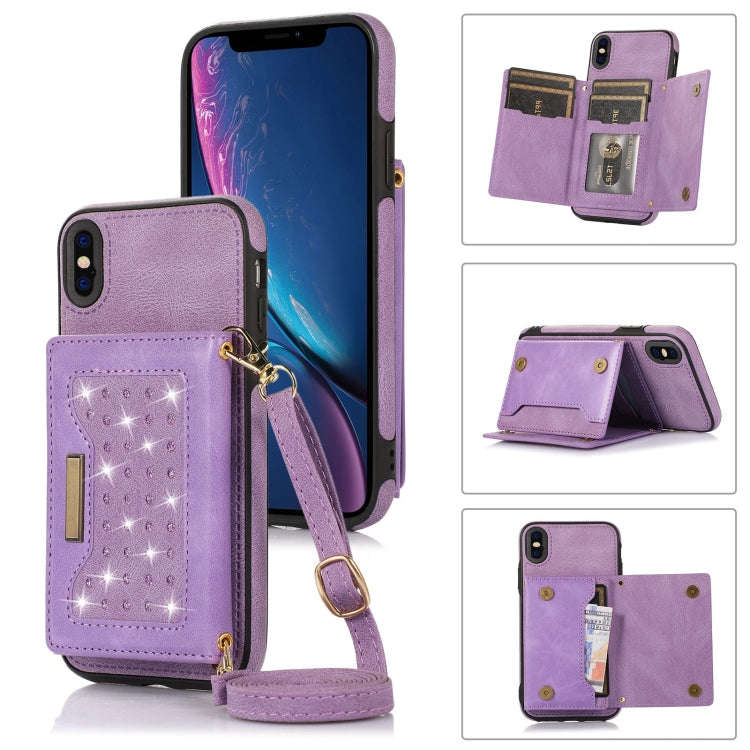 Three-fold RFID Leather Phone Case with Lanyard, For iPhone XS, For iPhone XS Max, For Samsung Ga...