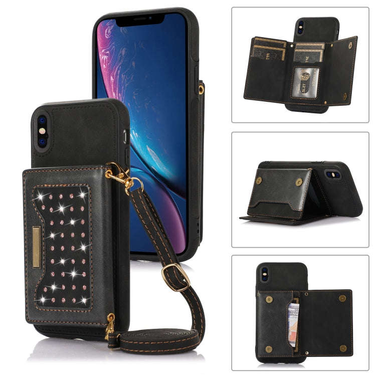 Three-fold RFID Leather Phone Case with Lanyard, For iPhone XS, For iPhone XS Max, For Samsung Ga...