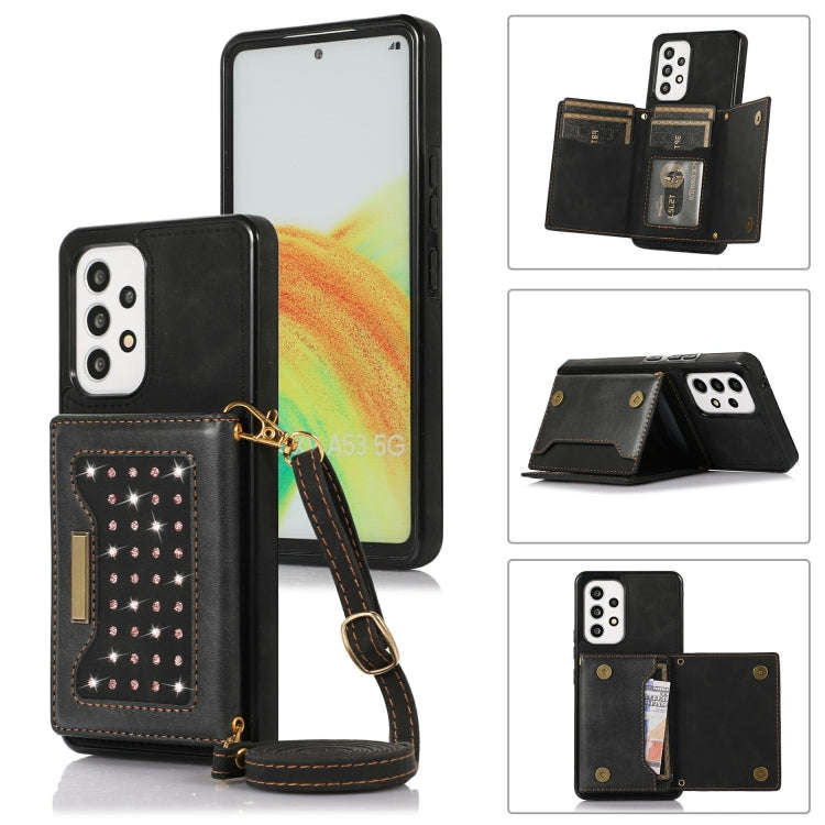 Three-fold RFID Leather Phone Case with Lanyard, For iPhone XS, For iPhone XS Max, For Samsung Ga...