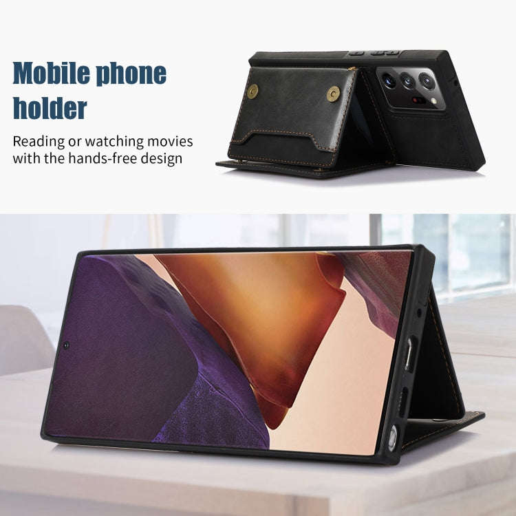 Three-fold RFID Leather Phone Case with Lanyard, For Samsung Galaxy Note20 Ultra, For Samsung Gal...