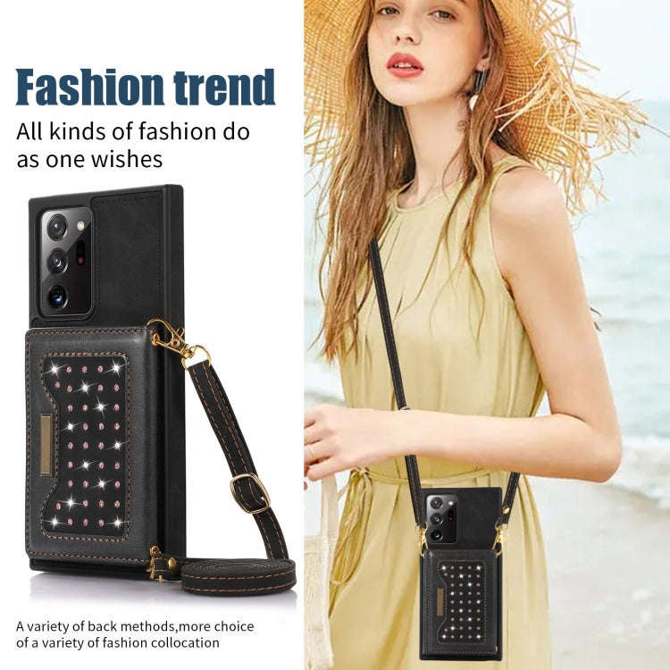 Three-fold RFID Leather Phone Case with Lanyard, For Samsung Galaxy Note20 Ultra, For Samsung Gal...