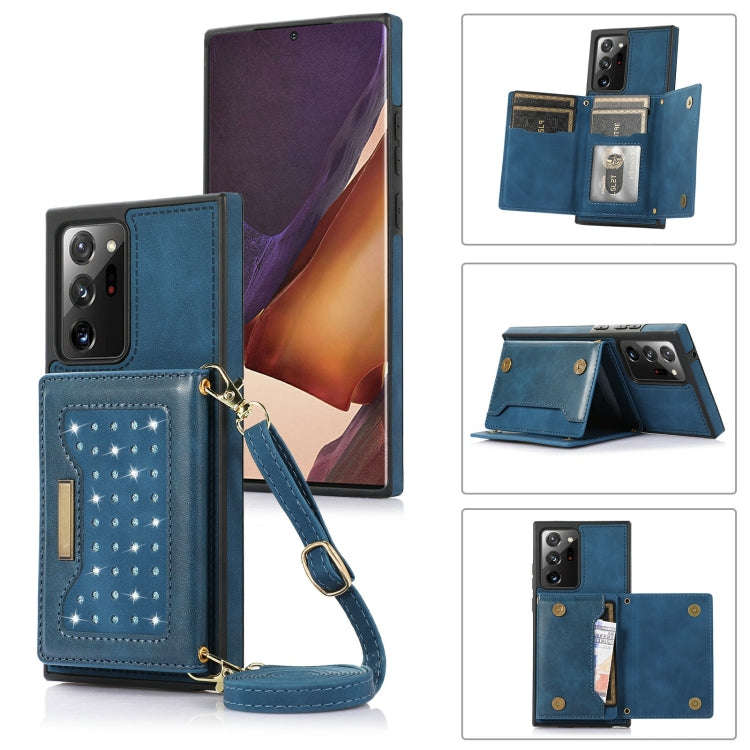 Three-fold RFID Leather Phone Case with Lanyard, For Samsung Galaxy Note20 Ultra, For Samsung Gal...