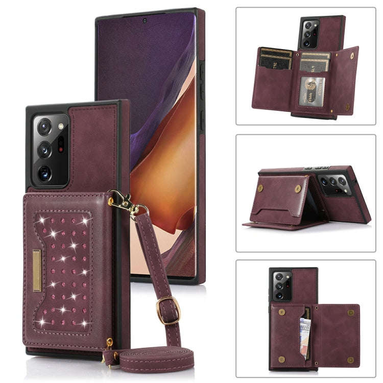 Three-fold RFID Leather Phone Case with Lanyard, For Samsung Galaxy Note20 Ultra, For Samsung Gal...