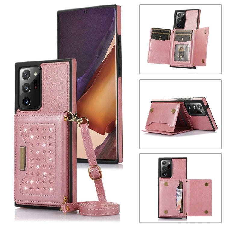 Three-fold RFID Leather Phone Case with Lanyard, For Samsung Galaxy Note20 Ultra, For Samsung Gal...