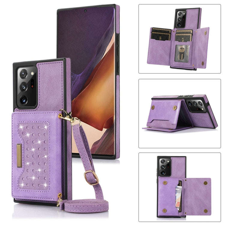 Three-fold RFID Leather Phone Case with Lanyard, For Samsung Galaxy Note20 Ultra, For Samsung Gal...