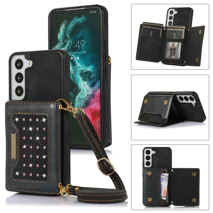 Three-fold RFID Leather Phone Case with Lanyard, For Samsung Galaxy Note20 Ultra, For Samsung Gal...