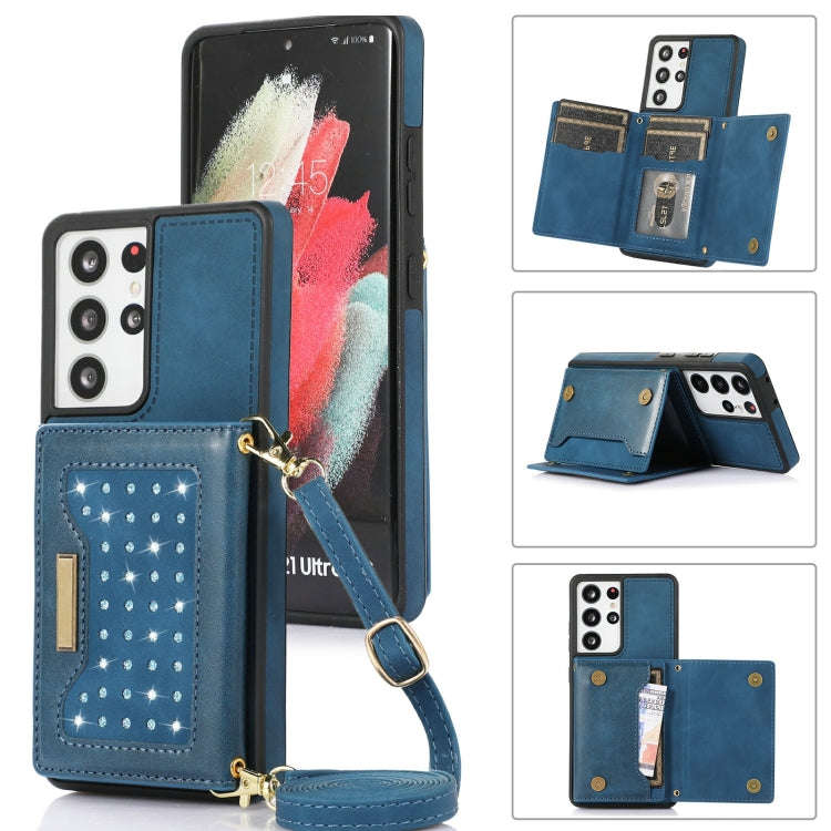 Three-fold RFID Leather Phone Case with Lanyard, For Samsung Galaxy Note20 Ultra, For Samsung Gal...