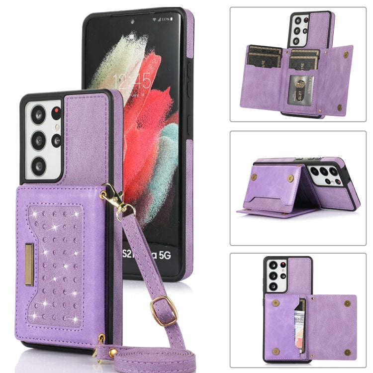 Three-fold RFID Leather Phone Case with Lanyard, For Samsung Galaxy Note20 Ultra, For Samsung Gal...