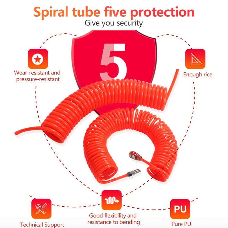 LAIZE Compressor Air Flexible PU Spring Tube with Connector, 8x5mm, 3m, with Connector, 8x5mm, 6m...