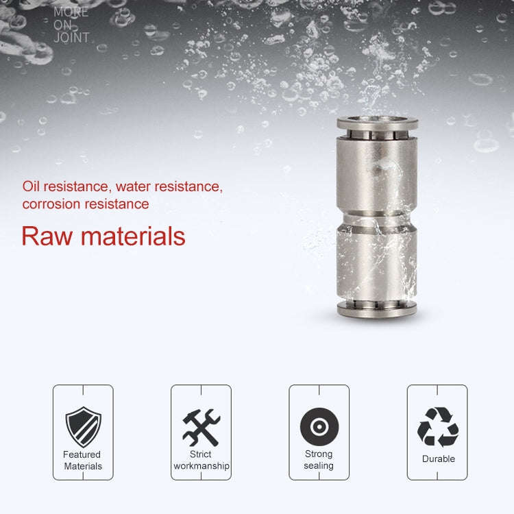 LAIZE Nickel Plated Copper Straight Pneumatic Quick Fitting Connector, PU-4, PU-6, PU-8, PU-10, P...