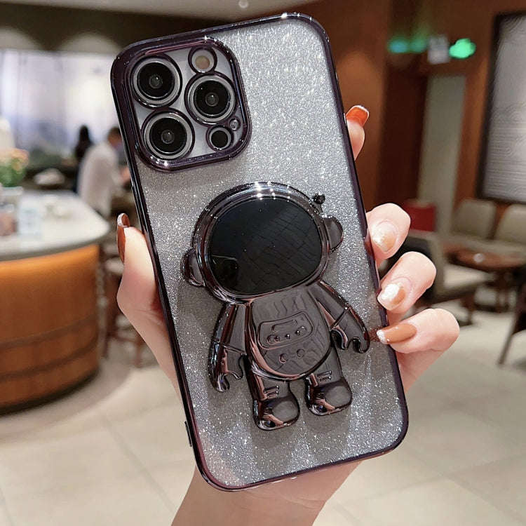Astronaut Holder Gradient Glitter Powder Phone Case, For iPhone 13 Pro Max, For iPhone 12, For iP...