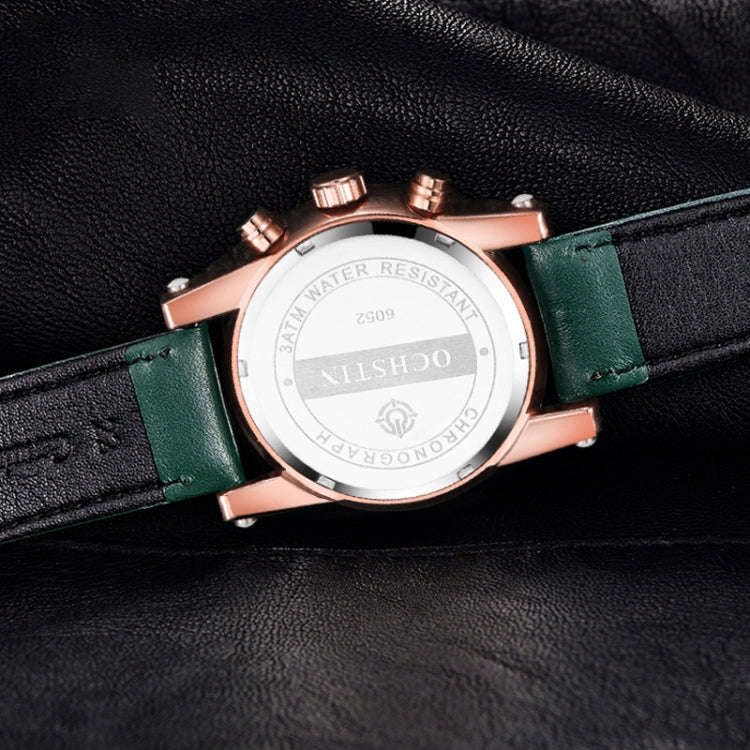 Ochstin 5111B Multifunctional Business Waterproof Luminous Leather Strap Quartz Watch