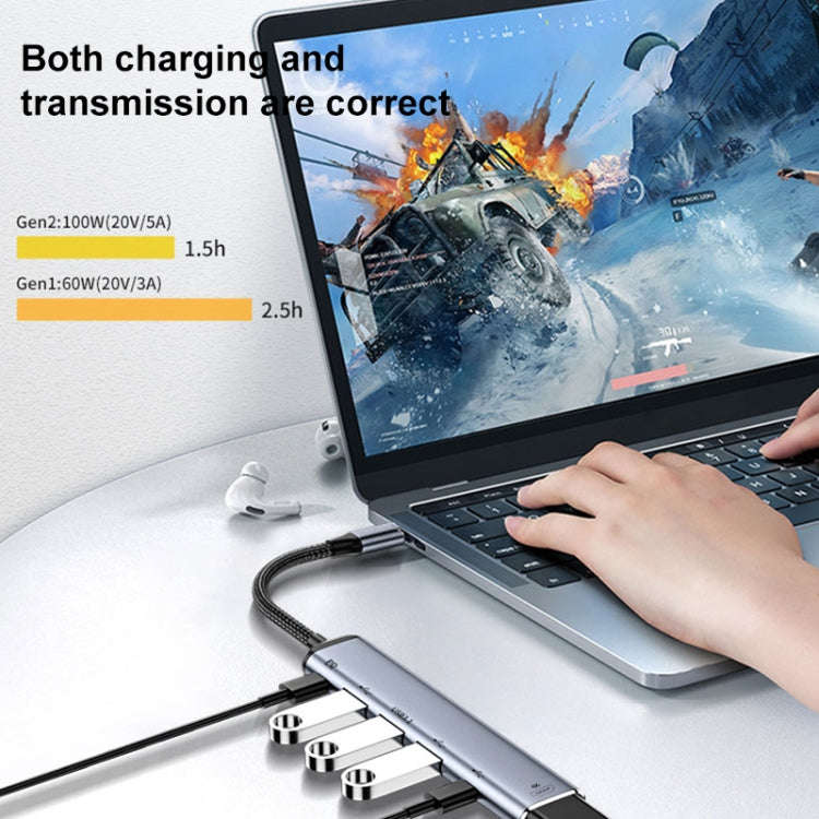 Y004 6 in 1 USB-C/Type-C to HDMI+USB 3.1+Dual USB 2.0+Dual USB-C/Type-C Interface Multifunctional...