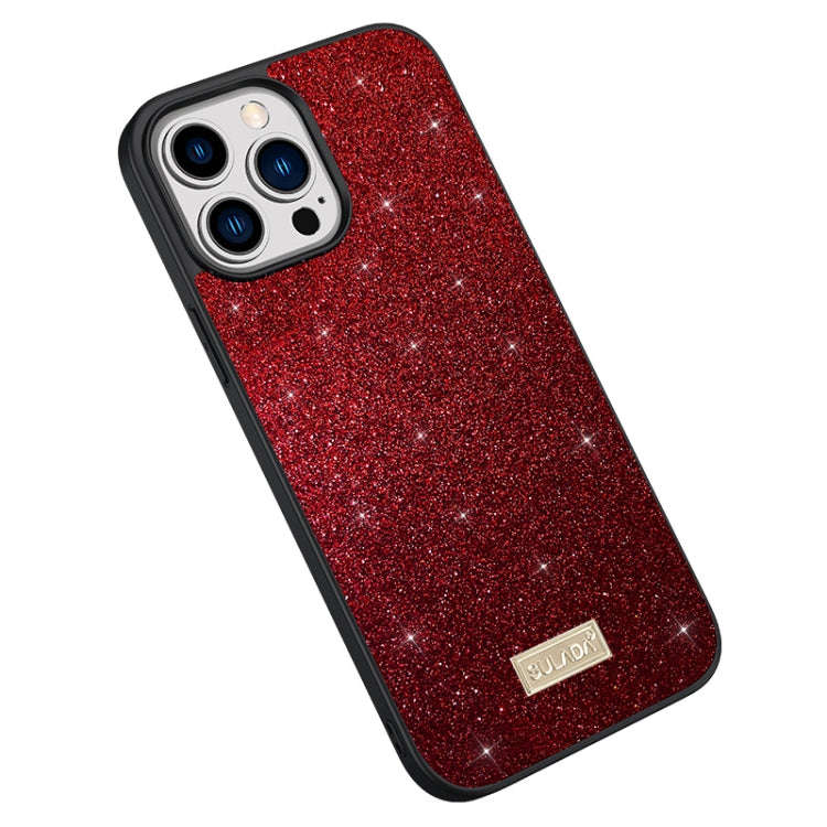 SULADA PC+TPU Leather Glitter Phone Case, For iPhone 14, For iPhone 14 Plus, For iPhone 14 Pro, F...