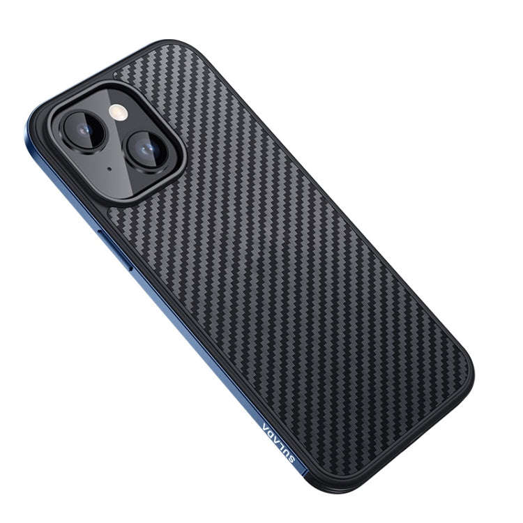 SULADA Carbon Fiber Textured Shockproof Metal + TPU Frame Case, For iPhone 14, For iPhone 14 Plus...