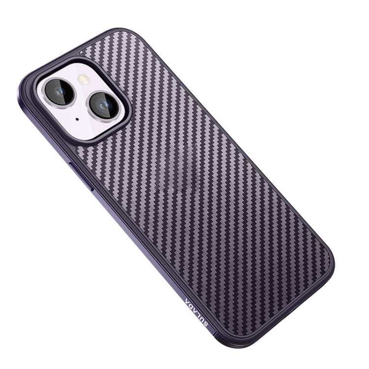 SULADA Carbon Fiber Textured Shockproof Metal + TPU Frame Case, For iPhone 14, For iPhone 14 Plus...