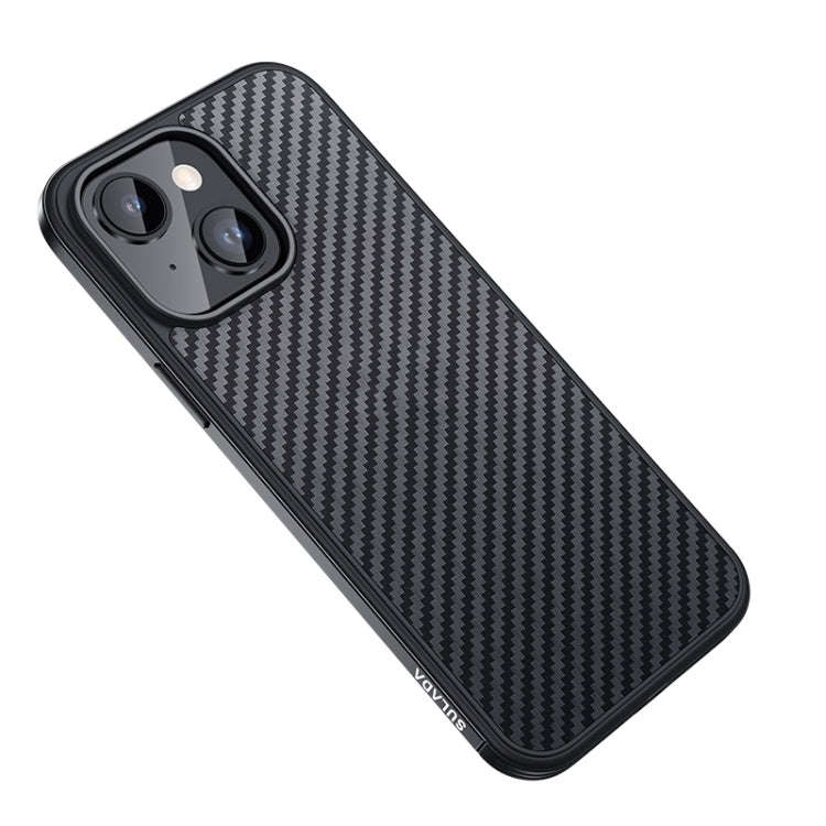 SULADA Carbon Fiber Textured Shockproof Metal + TPU Frame Case, For iPhone 14, For iPhone 14 Plus...