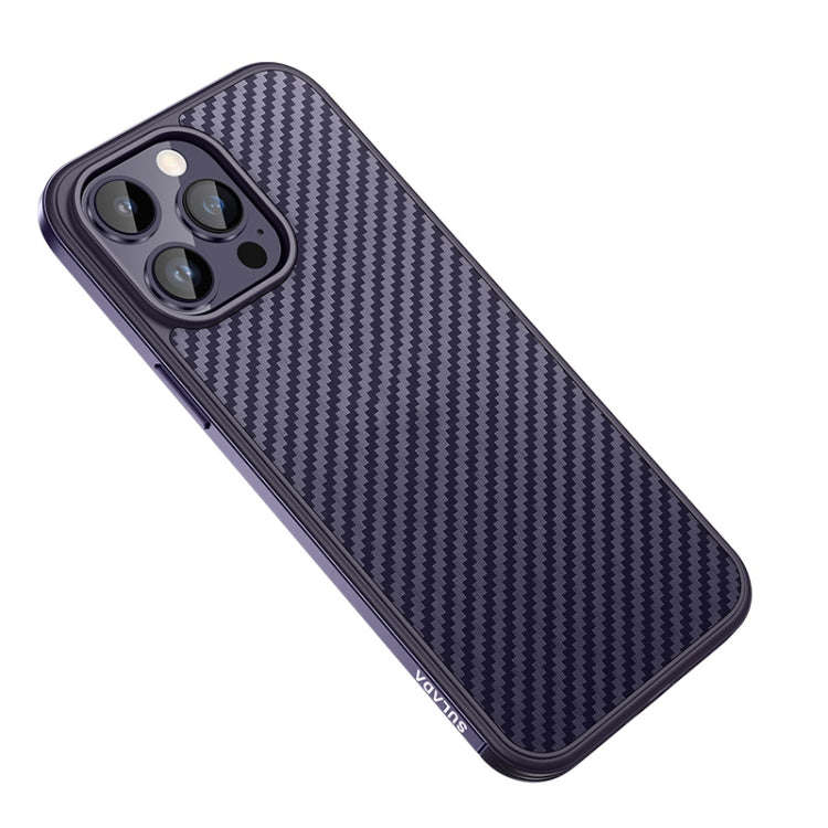 SULADA Carbon Fiber Textured Shockproof Metal + TPU Frame Case, For iPhone 14, For iPhone 14 Plus...