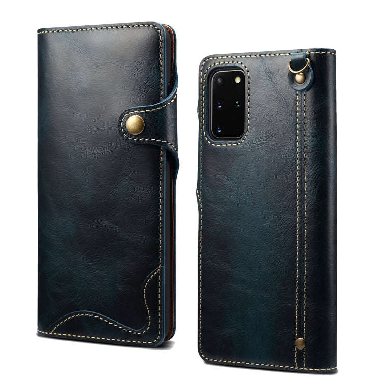 Denior Oil Wax Cowhide Magnetic Button Genuine Leather Case, For iPhone 14 Pro Max, For iPhone 14...