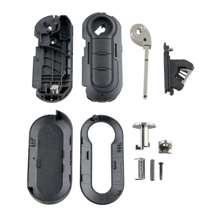 For Fiat 3 Button Folding Car Key Case Remote Control Shell SIP22, Black Switch Button, White Swi...