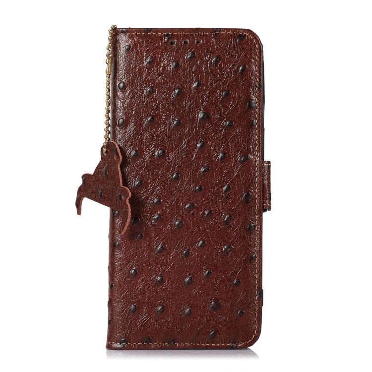 Ostrich Pattern Genuine Leather RFID Phone Case, For iPhone 15 Pro Max, For iPhone 15 Pro, For iP...