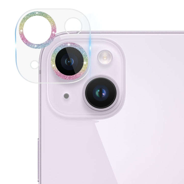 Tempered Glass Glitter CD Texture Back Camera Film, For iPhone 14 / 14 Plus (1 PC), For iPhone 14...