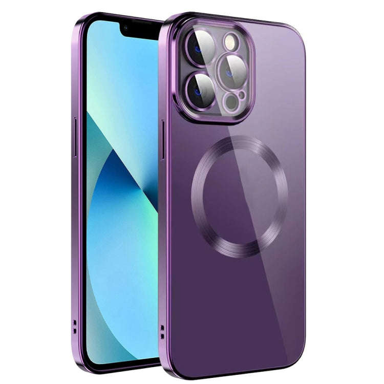 Electroplating MagSafe TPU Phone Case with Lens Film, For iPhone 14, For iPhone 14 Pro, For iPhon...