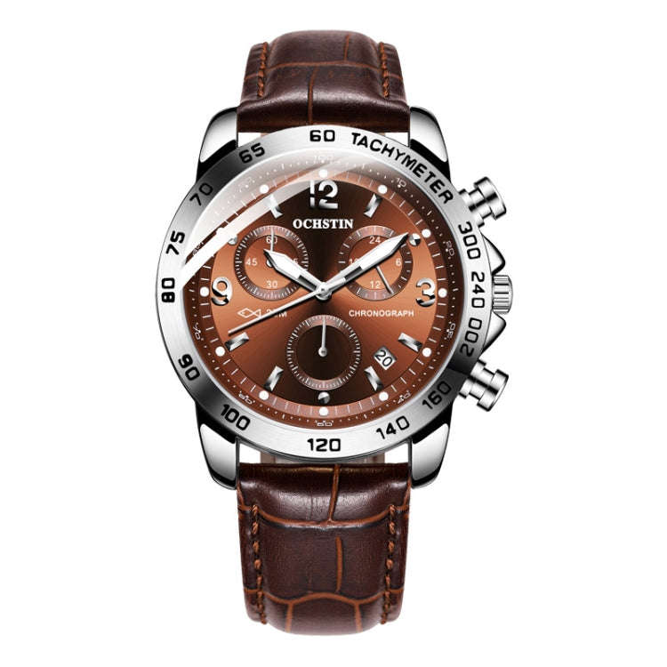 Multifunctional Quartz Waterproof Luminous Men Leather Watch, OCHSTIN 6123C