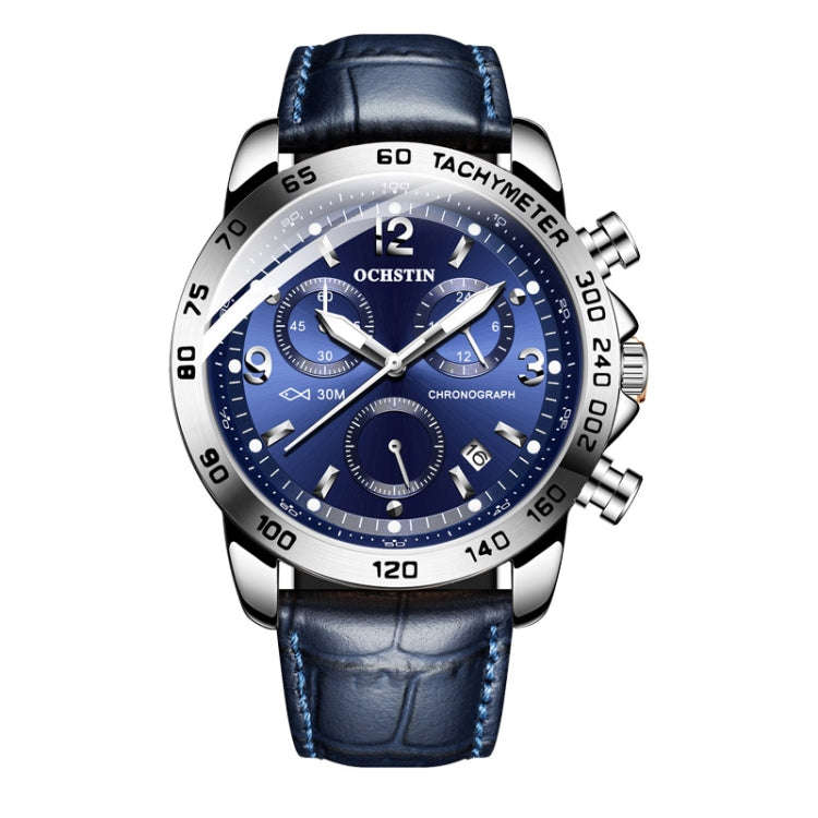 Multifunctional Quartz Waterproof Luminous Men Leather Watch, OCHSTIN 6123C