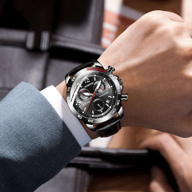 Multifunctional Quartz Waterproof Luminous Men Leather Watch, OCHSTIN 6123C